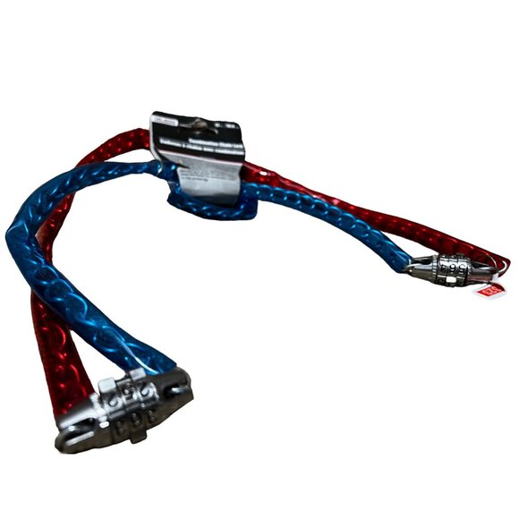 Tool Bench 22 Inch Dual Combination Chain Lock Red & Blue - Picture 4 of 5